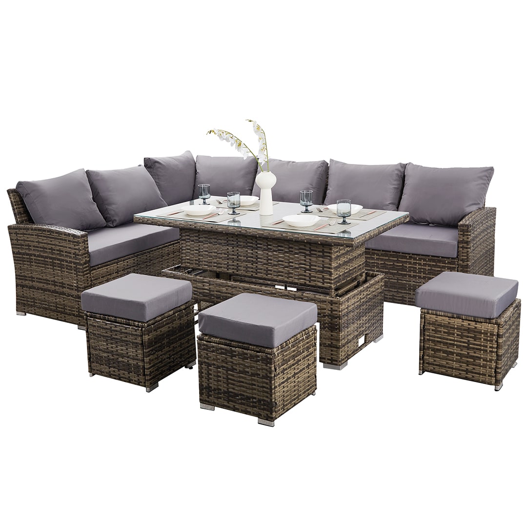 grey rattan dining set for garden