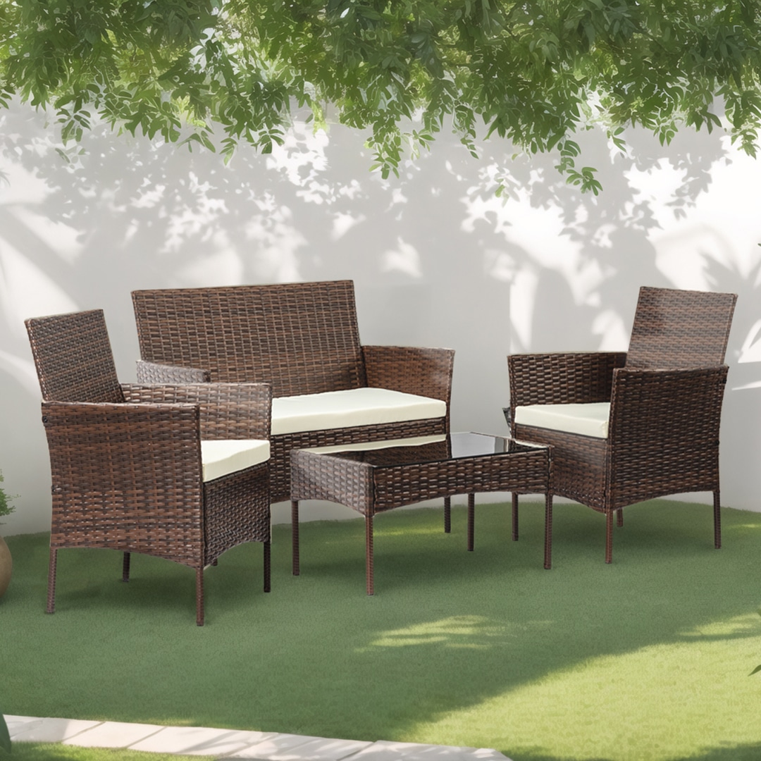 Brown rattan dining set