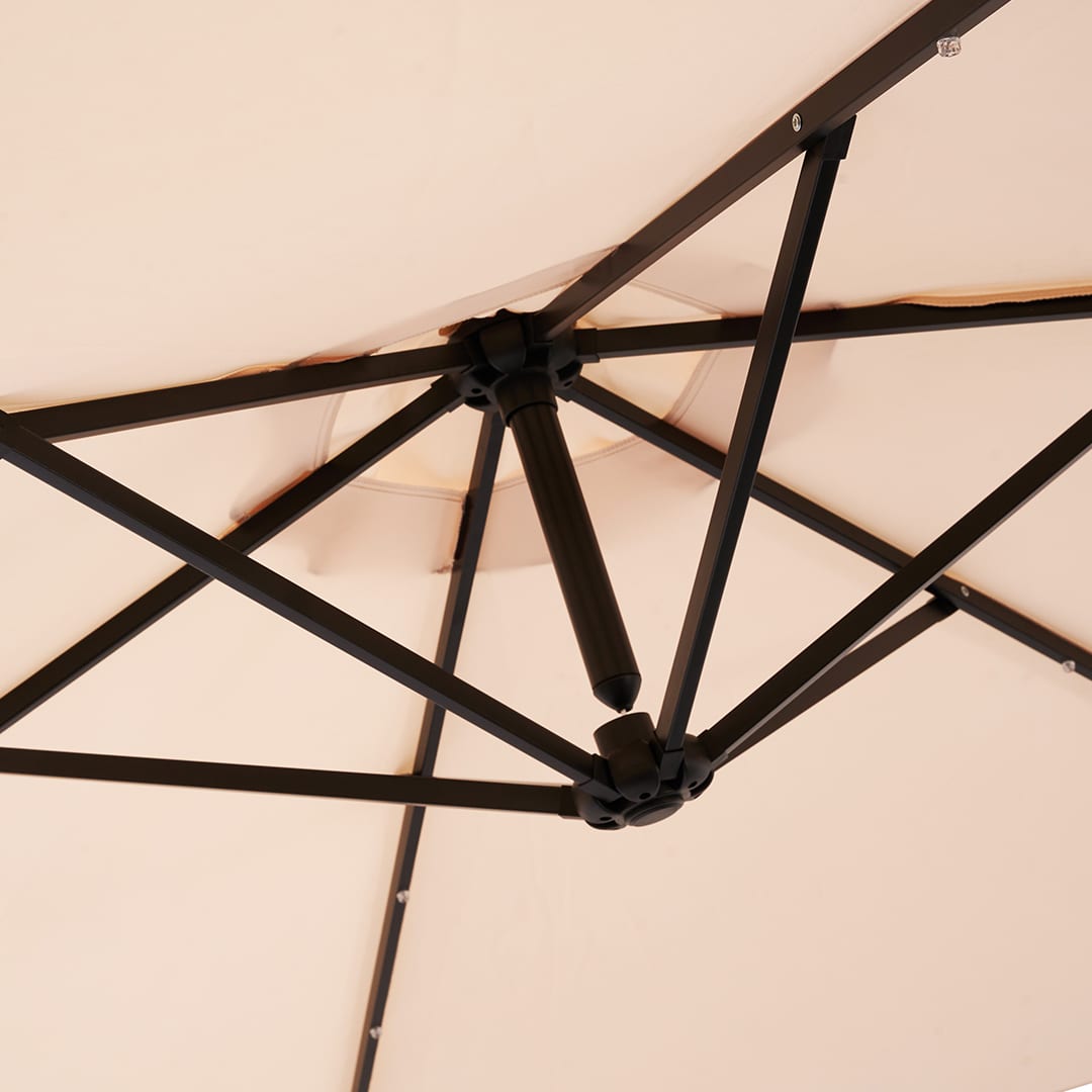 Close-up of a patio umbrella underside for outdoor furniture